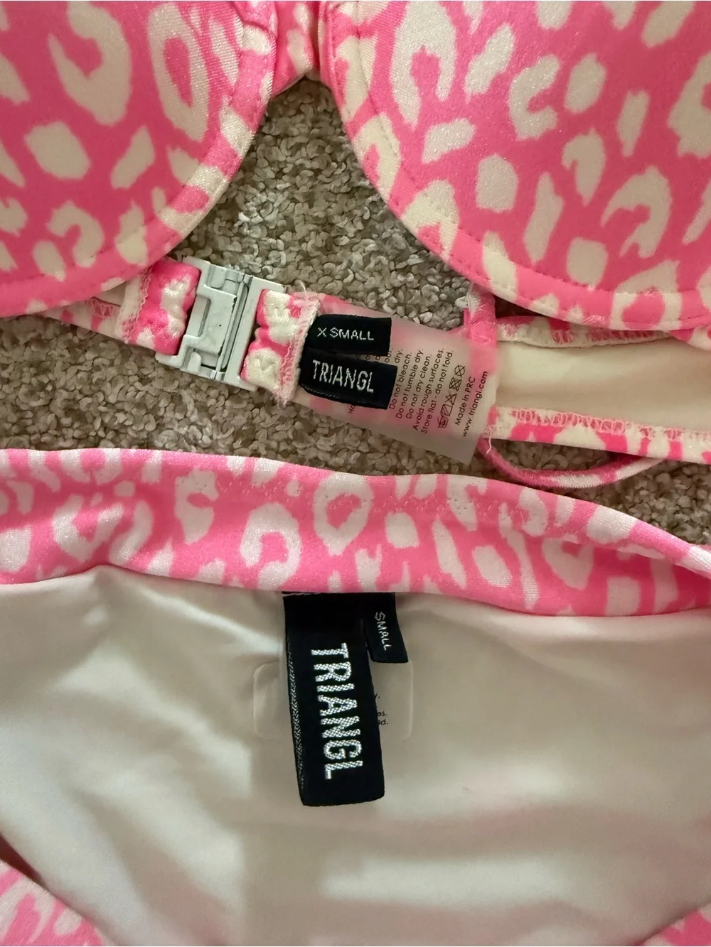 triangl swimwear Pink Leopard Print Bikini Set